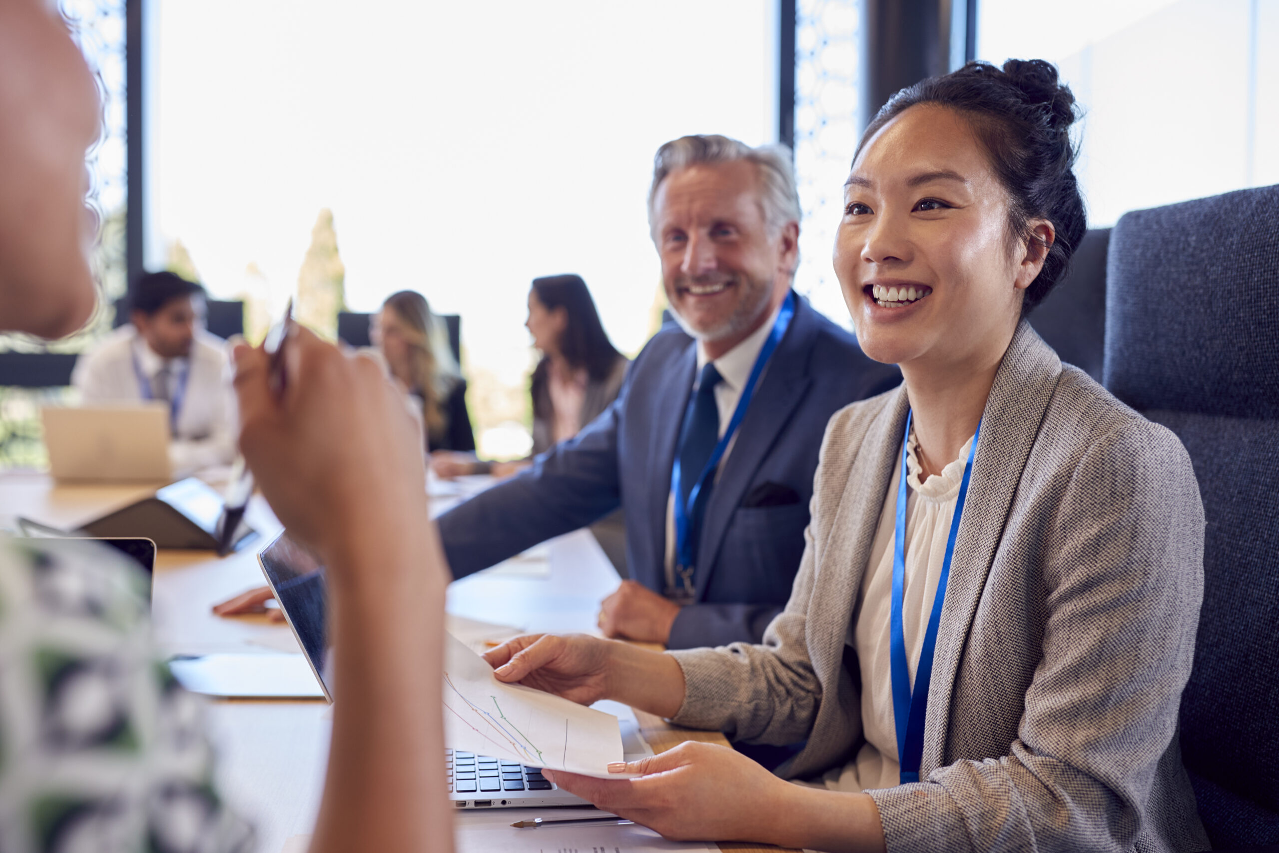Finance professionals collaborating in a modern workplace