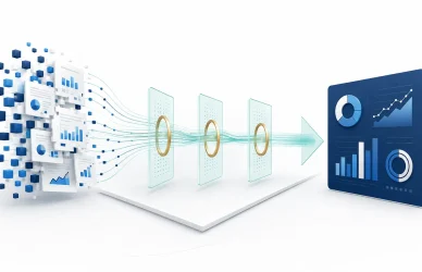Financial reporting improvement infographic transforming fragmented data into controlled executive reporting